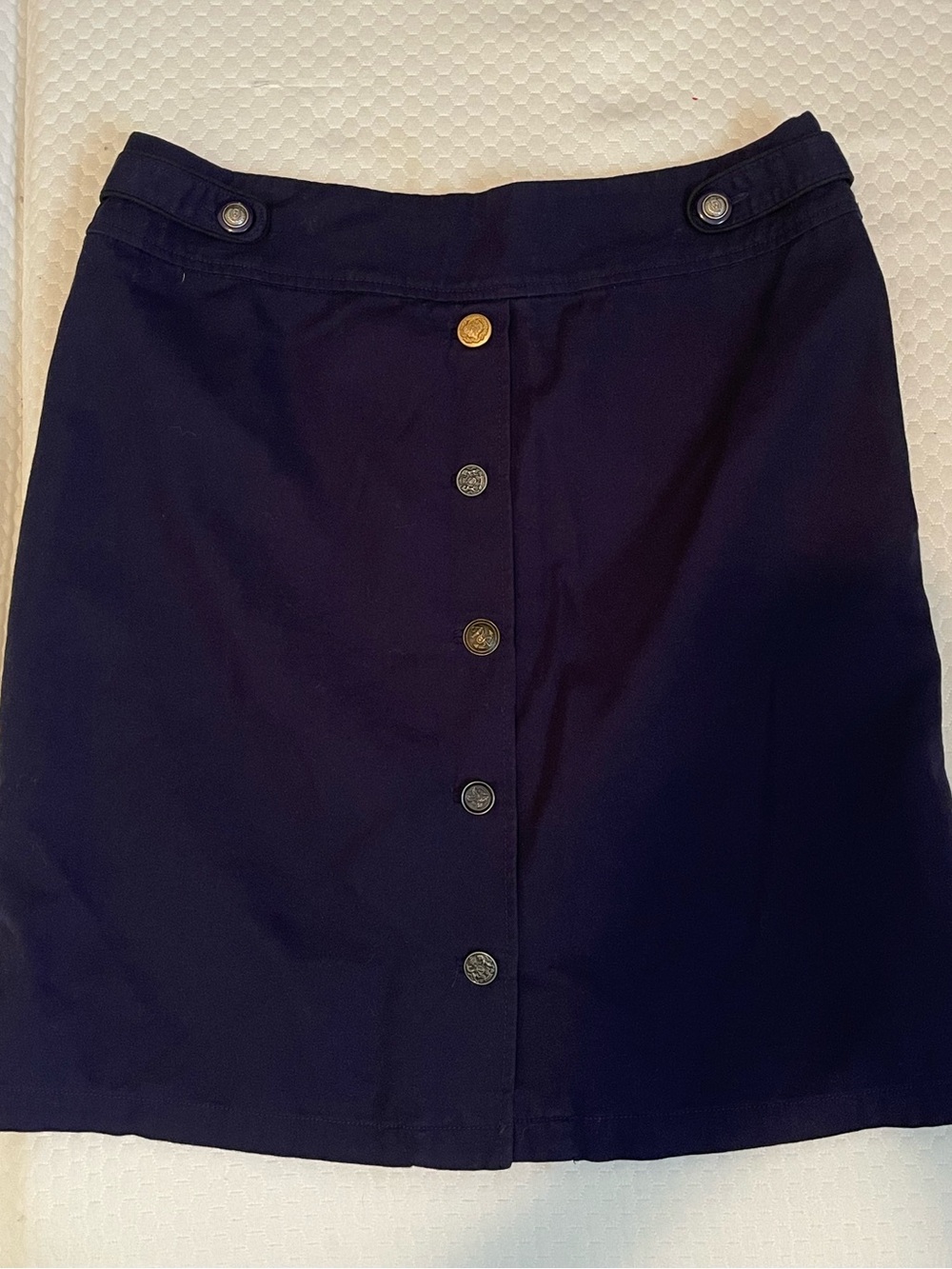 Odille Cotton Navy Pencil Skirt with Buttons
Size 12